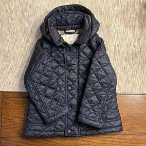 Navy Burberry Puffer Jacket with removable hood